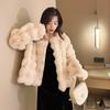 Winter Women's Coat Short Temperament Celebrity Plush Collarless Top Short Coat