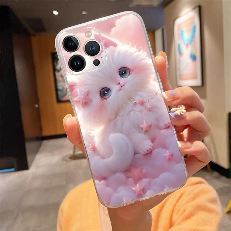 Чехол для телефона Carcasa Funda Для iPhone 17 Pro Max Air 16 15 14 13 Pro Max 15 16 Pro 15Plus Чехол с кошкой