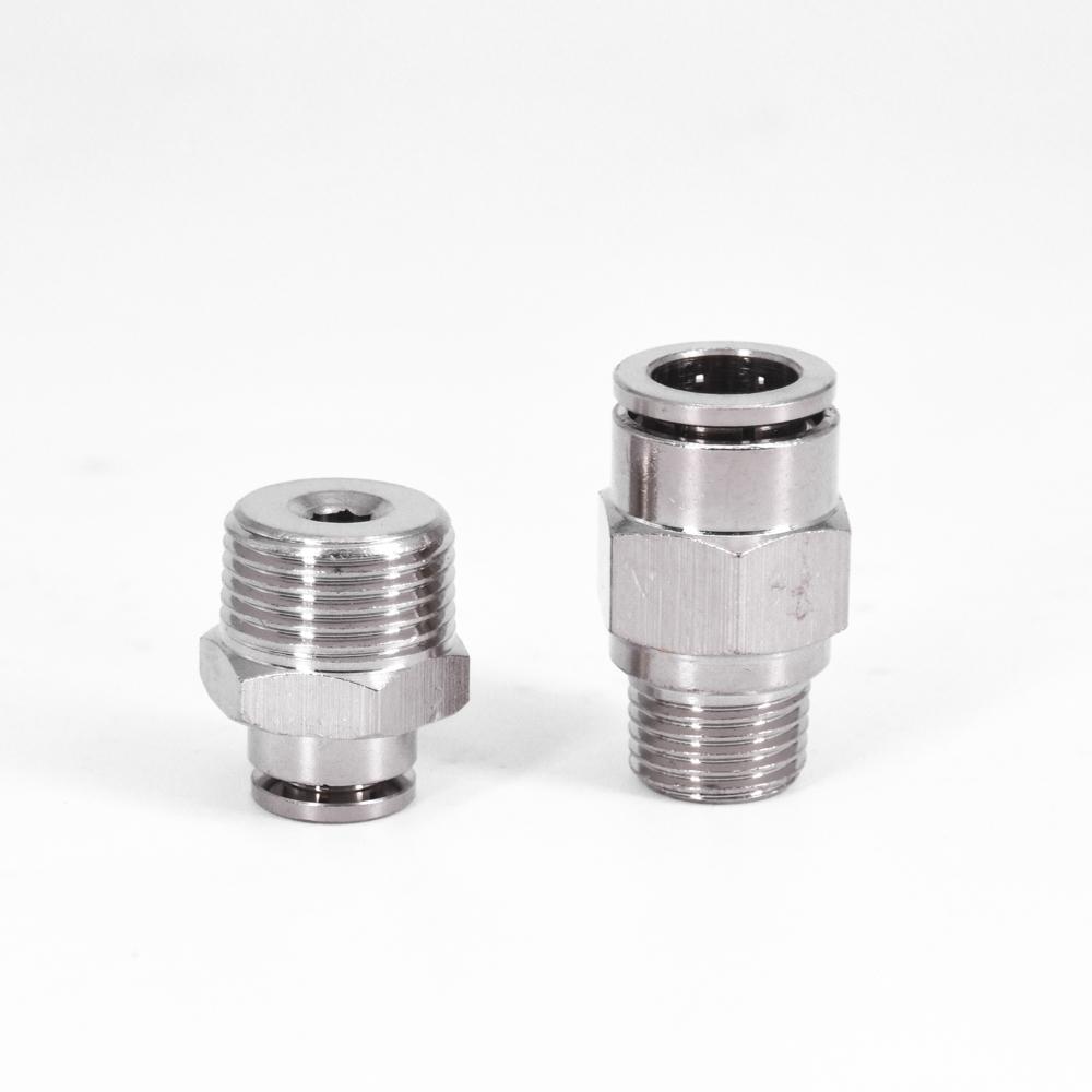 Пневматические фитинги M5 1/8" 1/4" 3/8" 1/2" BSPT Наружная резьба Никелированная латунь Быстроразъемное соединение Push-in Фитинг для воздуха Сантехника