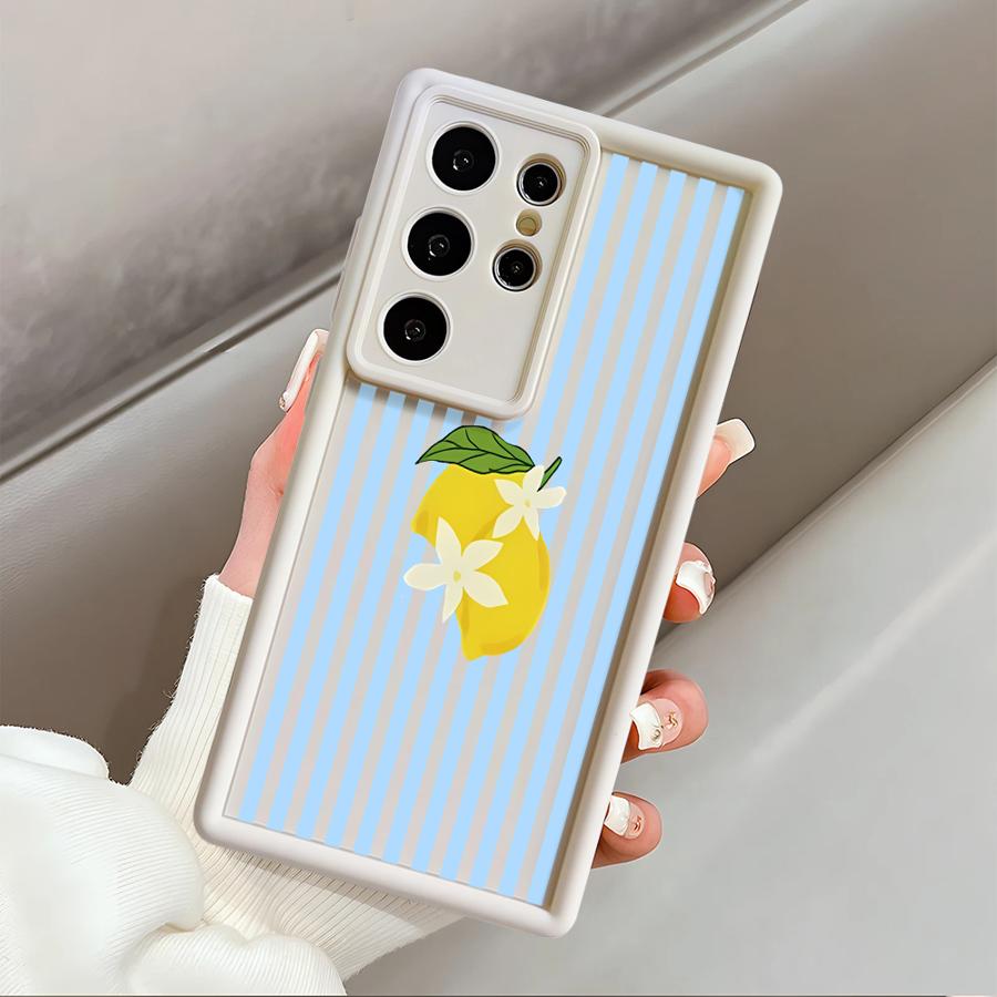 Чехол с лимонным узором в полоску для Samsung Galaxy S26 Ultra S22 S25 S23 FE S21 S24Ultra S25 Edge S24 Plus S20FE