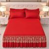 Lace Bed Skirt Bedspread Single Piece Ruffled Solid Color Bedspread Single Layer Brushed Princess Style Three-Piece Set