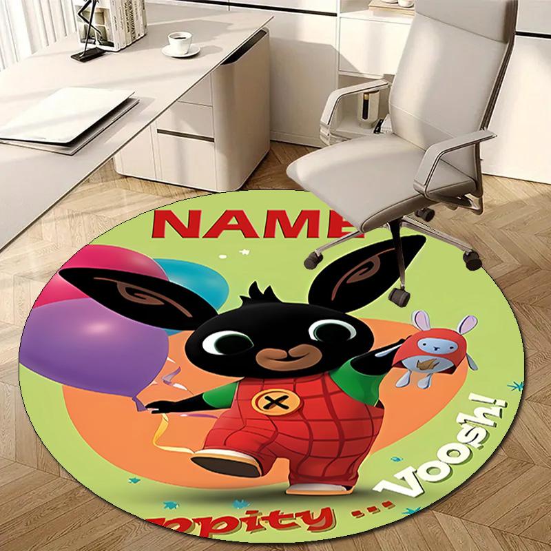 Personalized B-Bing Bunny Round Chair Office Rug - Perfect for Mat, Office Chair & More - Ideal Gift for Birthdays and Holidays