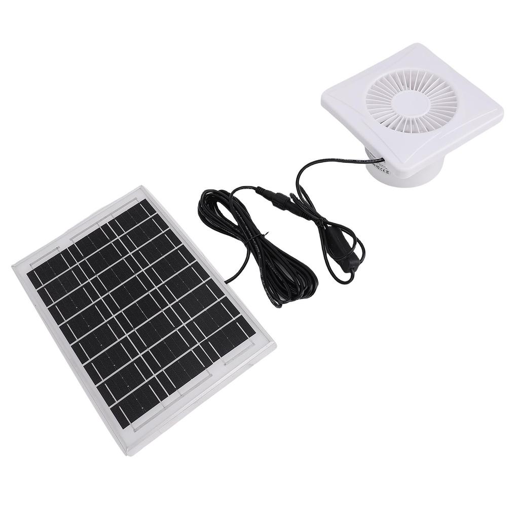 Solar Powered Exhaust Fan 6W Solar Panel and 4in Ventilation Fan for Greenhouse Chicken Coop Shed Pet House