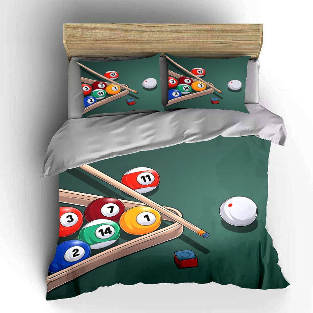 Billiard Pool Game Set Design Bedding Duvet Cover Set (1*Duvet Cover 2*Pillowcases, without duvet insert)
