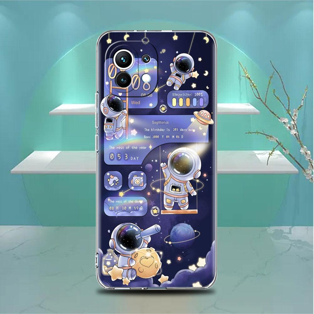 Прозрачный чехол Astronaut Universe для Xiaomi Mi Poco X3 NFC M3 Pro F3 F1 11 Lite 12 Note 10 11T 9T