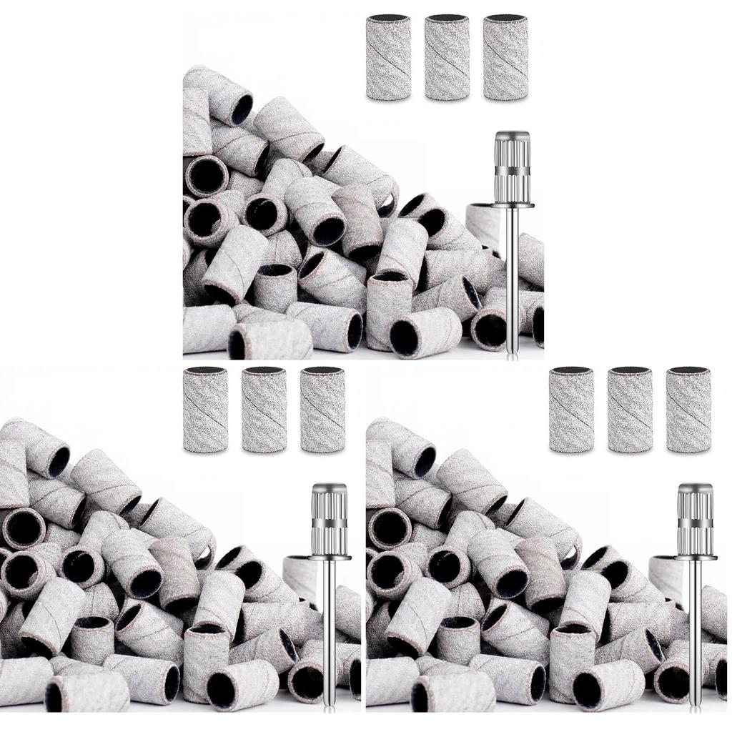 120Pcs Nail Drill Bits Sanding Bands with Nail Drill Bits, Professional Sand Band 180# Fine Grit Nail File Sanding Bands for Acrylic Nails Manicures