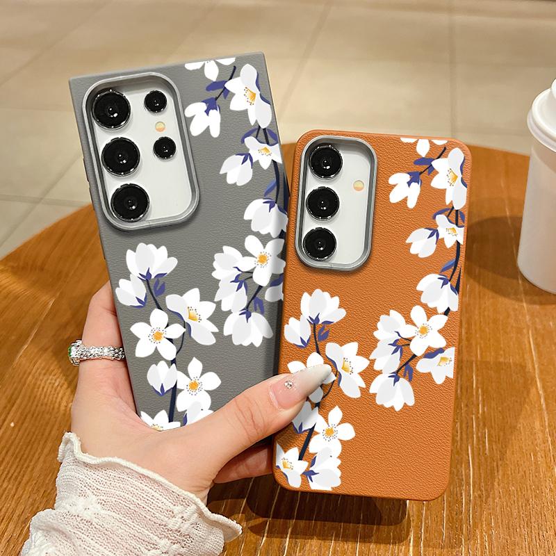 Чехол S25 Ultra Белый Цветок Магнолии для Samsung Galaxy S25 Ultra Capa S24 Ultra S22 Ultra S23 Plus S21 FE S20 5G Capa