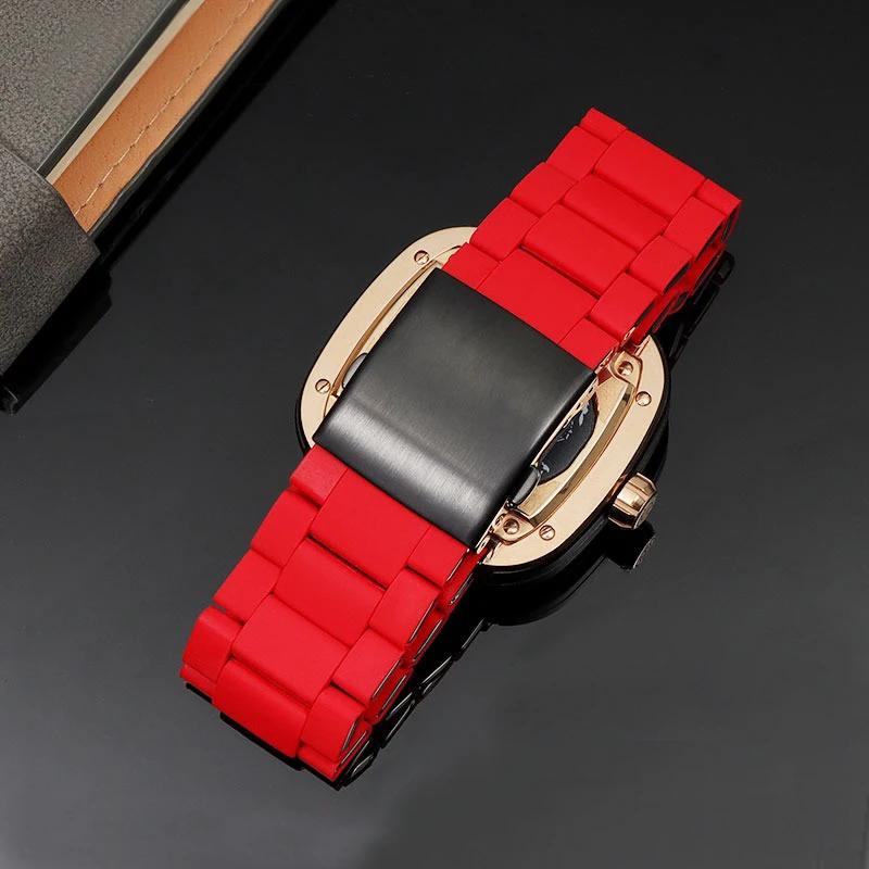 Силиконовый ремешок из нержавеющей стали для часов Diesel Watch Strap DZ7396 DZ7370 DZ4289 DZ7070 DZ7395 Мужской резиновый водонепроницаемый браслет 28 мм