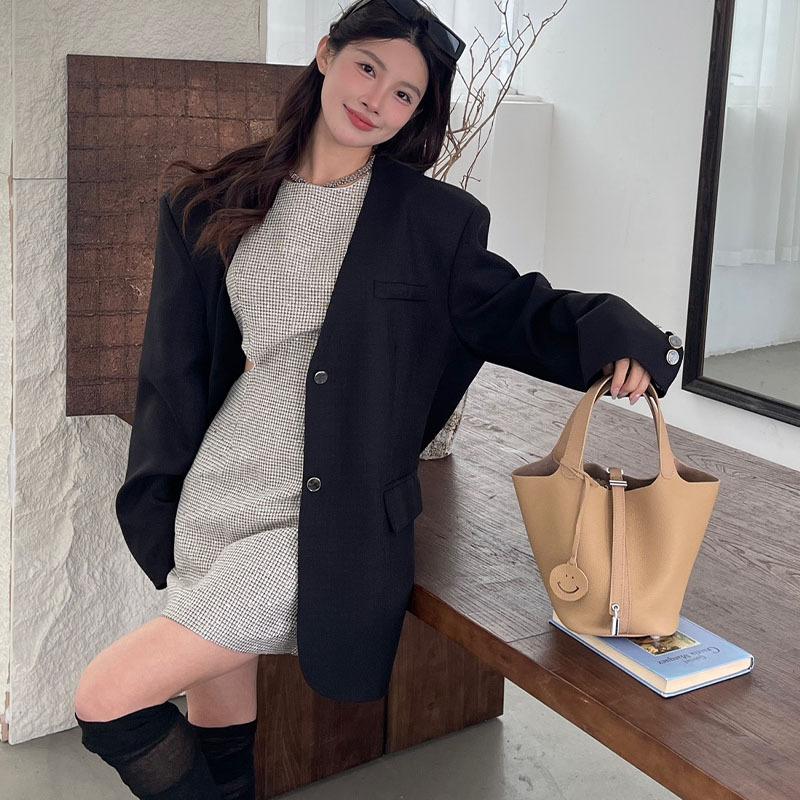 Первый слой коровьей кожи, мягкая кожаная сумка-ведро для овощей, переносная сумка для невесты высокого класса, сумка-вкладыш для ручной клади