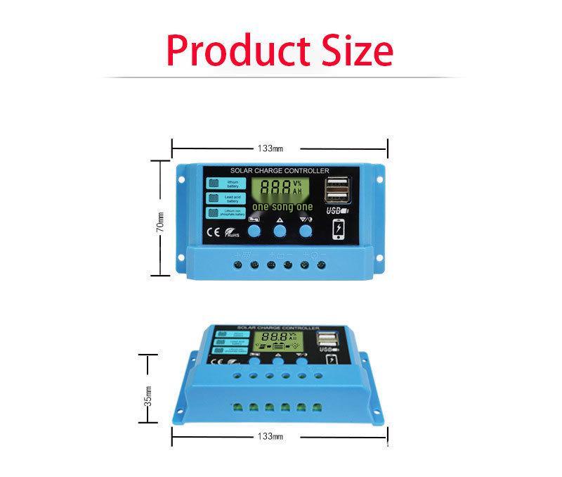 Контроллер солнечного заряда 12В/24В с ЖК-дисплеем, совместимый с литий-железо-фосфатными и свинцово-кислотными аккумуляторами, ШИМ фотоэлектрический
