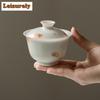 90ml Hand-painted Persimmon Gaiwan Ancient White Porcelain Ercai Ruyi Tea Tureen Tea Making Cover Bowl Tableware Ornaments Gifts