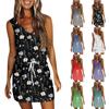 Women's Summer Fashion Casual Printed V-Neck Sleeveless Dress With Pockets