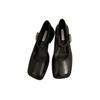 Autumn Casual Women Fashion Square Toe Close Toe Ankel Strap Mules Ladies Elegant Mary Jane Ballet Shoes Mid Heel Dress Pumps