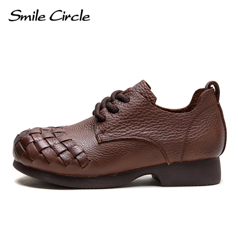 Осенние новые удобные однослойные туфли из воловьей кожи, простая повседневная женская обувь для путешествий в стиле ретро