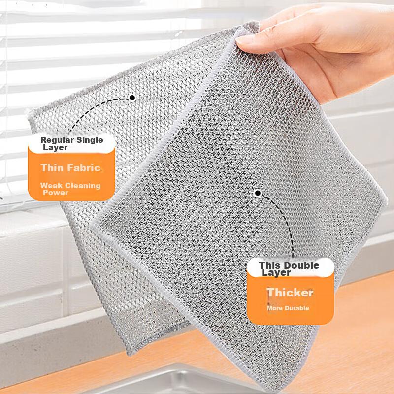 Sodolike Shangdao Kitchen Cleaning Cloth, 20*20cm, Pack of 10, Thick Double-Sided Dishwashing Cloth, Multi-Functional Scouring Pad