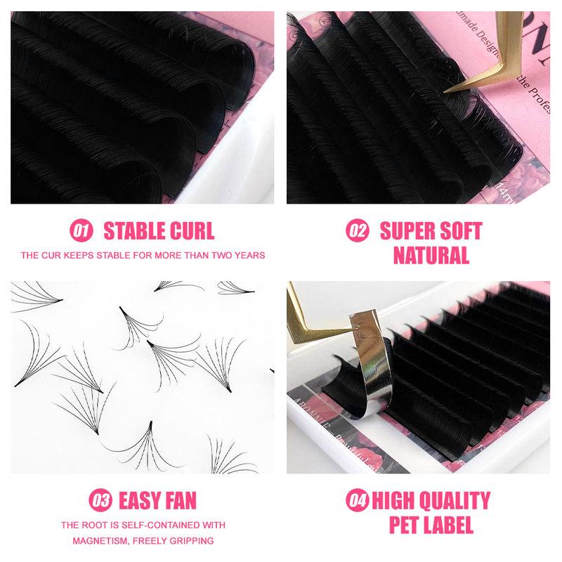 ABONNIE J Curl 6-12mm Auto Fan Bottom Lashes Extensions Easy Fan Mega Volume False Eyelash Lower Lash Tray