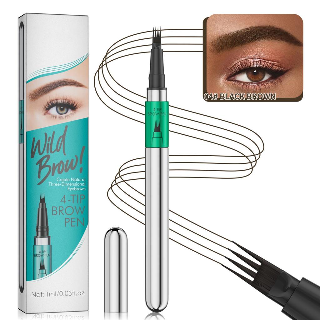 Четырехзубцовый жидкий карандаш для бровей Гладкий водостойкий наконечник-кисточка Четырехзубцовый жидкий карандаш для бровей