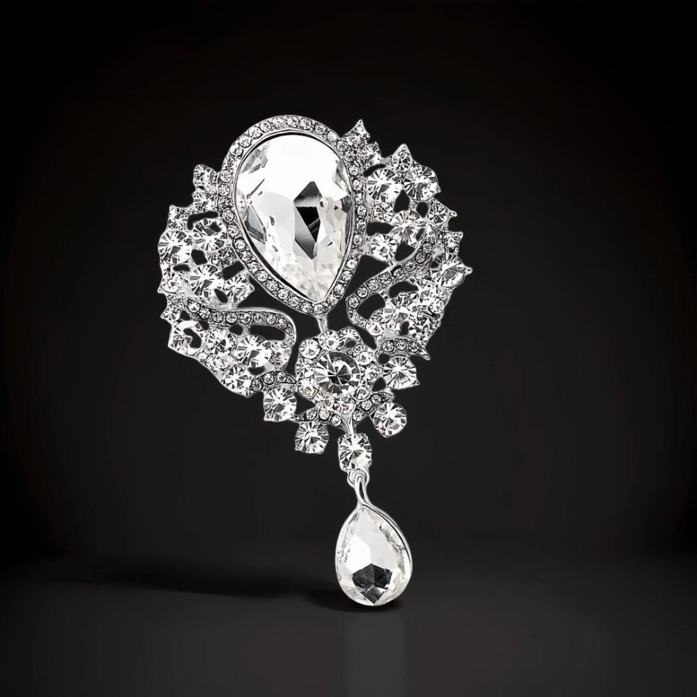Luxury Rhinestone Rhinestone Bow Tie Large Crystal Water-drop Brooches Formal Events