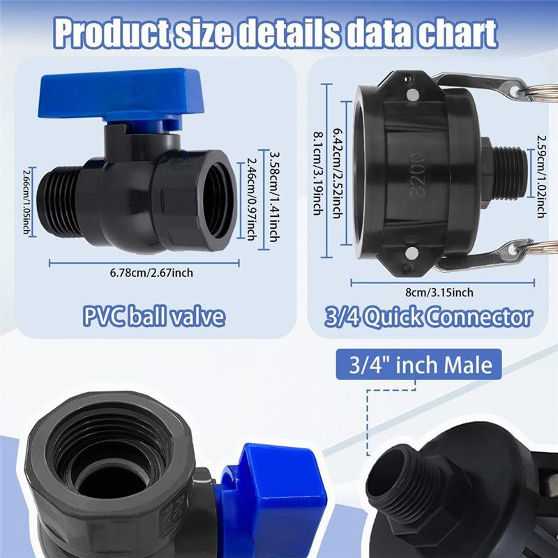 AEE4-IBC Tote Adapter, 2 Inch Cam Lock For 275-330 Gallon IBC Tote Tank, IBC Tote To Garden Hose Fittings Adapter