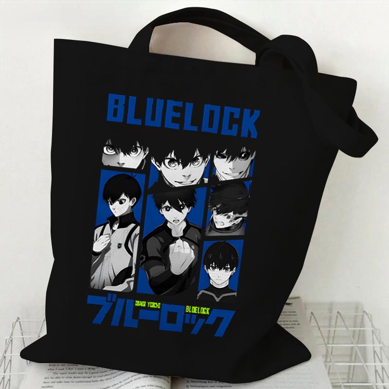 Сумки на плечо в стиле аниме для женщин, синяя сумка-тоут с принтом замка, многоразовые сумки для покупок, холщовые сумки