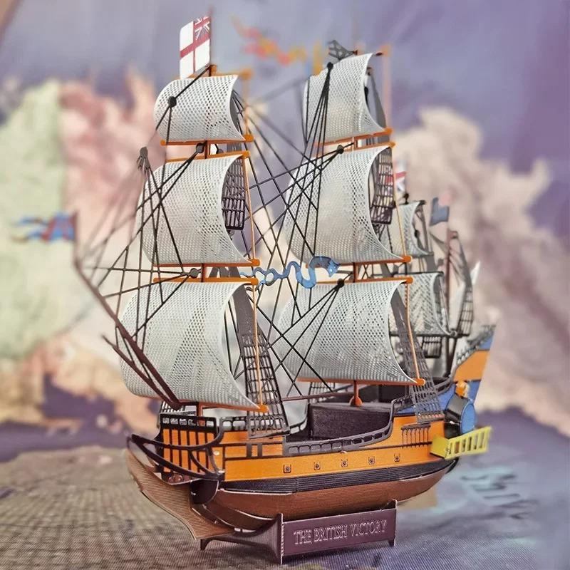 Многоцветный 3D-модель-пазл военного корабля HMS Victory, DIY, ручная сборка, модель военного корабля, пазл, декоративные игрушки, подарки