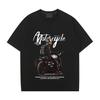 Men Gothic Letter Printed Locomotive T-Shirt Hip Hop Streetwear Punk Summer Vintage Washed Oversized T Shirts Tops Men Clothing
