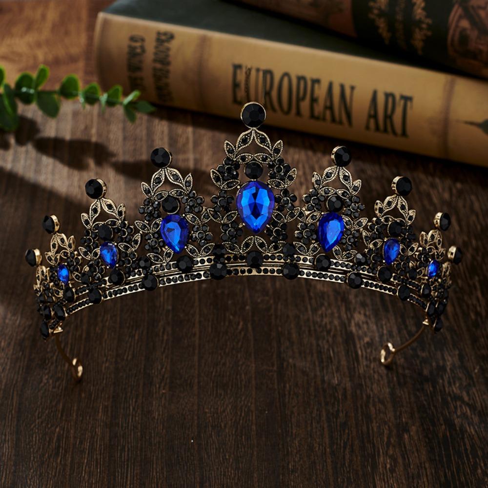Shiny Baroque Crown Elegant Princess Rhinestone Crown Exquisite Bridal Tiara Women/Girls