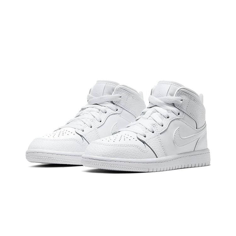 Кроссовки Air Jordan 1 Mid PS Triple White 2021 для детей 640734-130