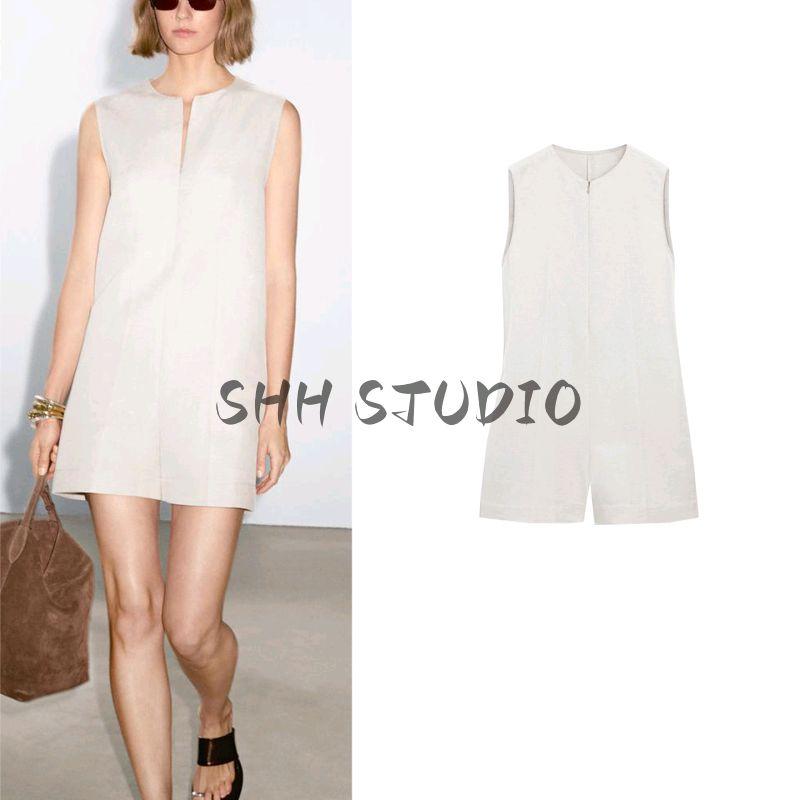 MD Summer New Product Women's Clothes Normcore Old Money Style Elegant Commute Style Round Neck Sleeveless Jumpsuit 6634530