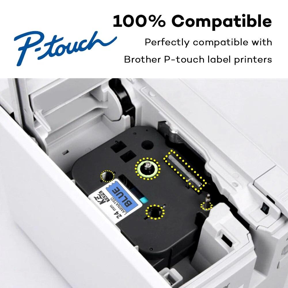 Yance 2PCS Label Tape Compatible for Brother P-touch TZe Tape 24mm Black On Blue TZe-551 TZe551 Labels for P Touch Label Printer