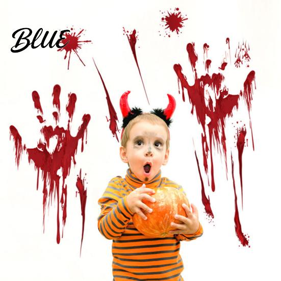Decorative Window Film Halloween Blood Handprints/Footprints Wall Stickers Removable Decals Spooky Waterproof Scratch-resistant Decal DIY Decoration