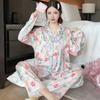 Пижама женская с длинными рукавами пижама костюм с цветочным принтом высококачественная можно носить на улице домашняя одежда пижама