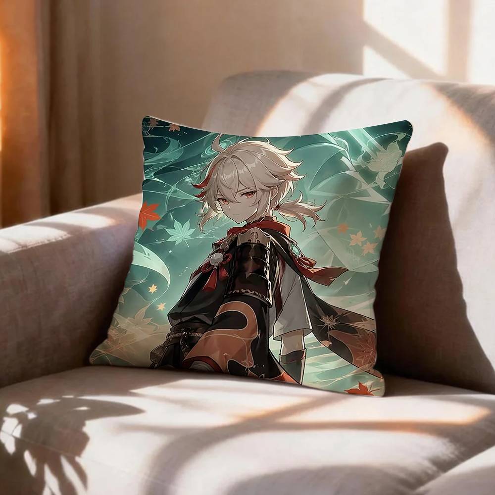 Anemo buffer KKaedehara KKazuha Genshin Pillow Case Pattern Printed Pillowcase For Living Room Sofa Cushion Cover