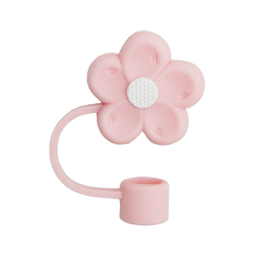 Soft Silicone Straw Covers Dust-Proof Flower Straw Toppers Creative Drinking Dust Cap for Tumblers
