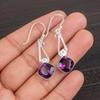 Natural Amethyst Gemstone 925 Sterling Silver Jewelry Handmade Earrings 1.90" EE-46-7