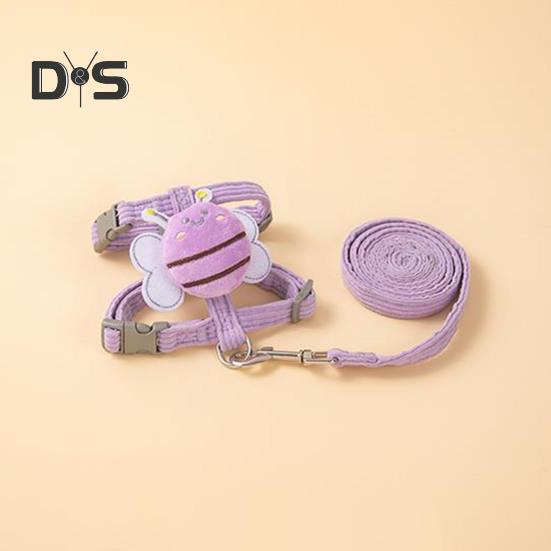 Комплект шлейки и поводка для кошек, регулируемая шлейка для котят с защитой от побега и рисунком пчелы для маленьких и средних кошек и собак на открытом воздухе