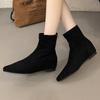 Women's Ankle Boots Flats Pointed Toe Shoes Designer Dress Woman Short Botas 2025 Winter New Sexy Chelsea Boots De Mujer