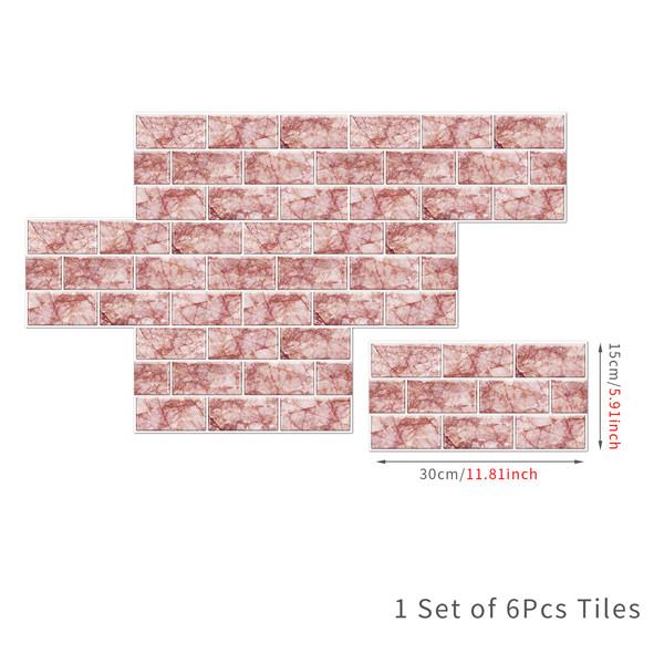 6 шт., маслостойкая наклейка для кирпичной плитки, наклейка на стену для кухни, самоклеющаяся водонепроницаемая наклейка для ванной, обои 15x30 см