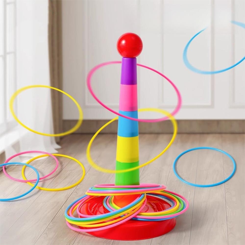 Early Education Ferrule Stacked Toys Interactive Hoop Ring Toss Toys Throw Circle Game Children