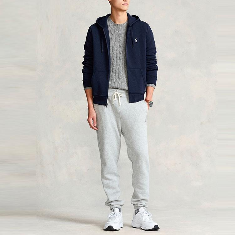 Polo Ralph Lauren FW22 Solid Color Hooded Zip Long Sleeve Sweatshirt Men Sweatshirt Navy-Blue MNPOKNI16822541-410