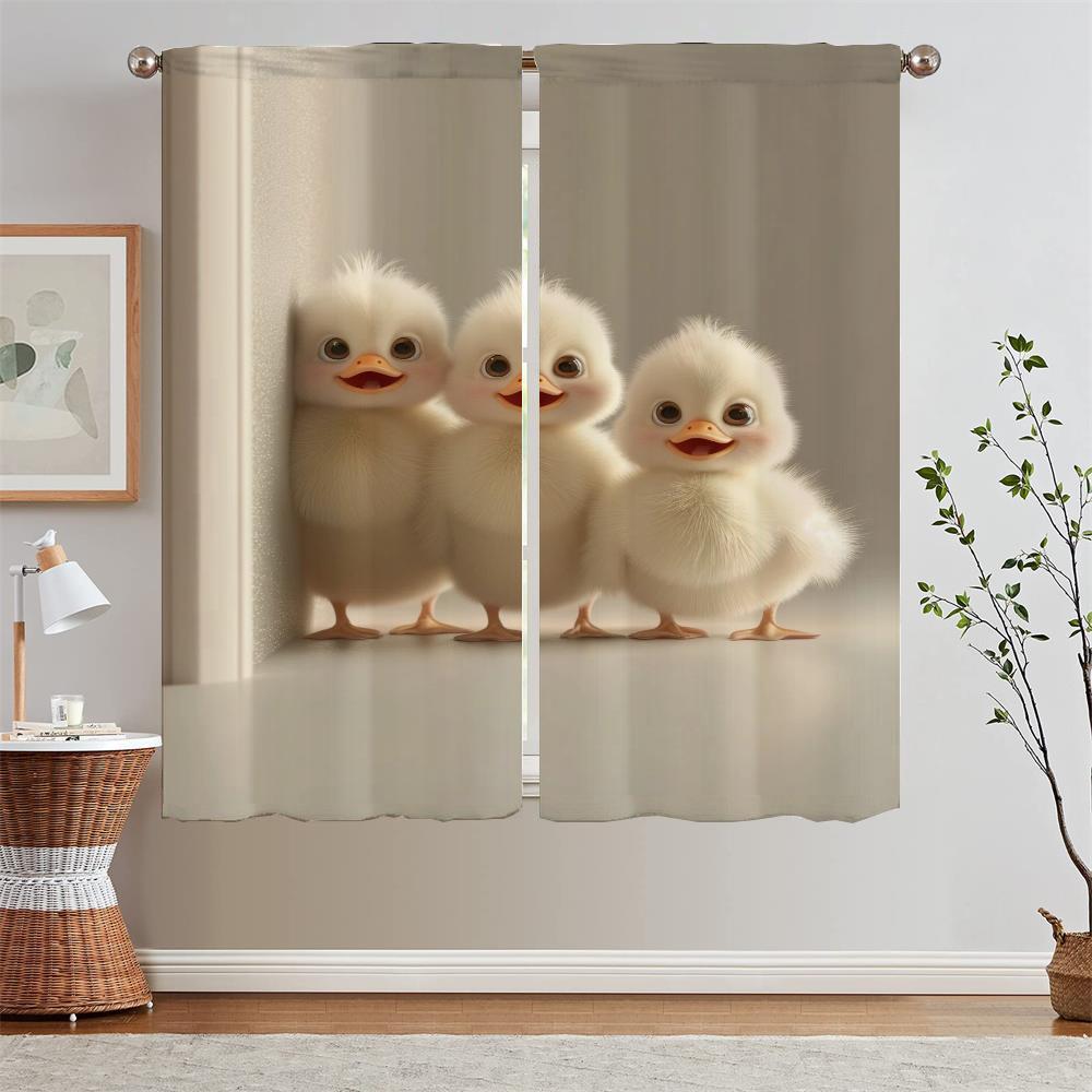 Happy Duck Разделение Кухонные Шторы для Дверей Гостиная Шторы Подхваты Спальня Затемняющие Шторы 2 Шт. Комплект Оконные Жалюзи