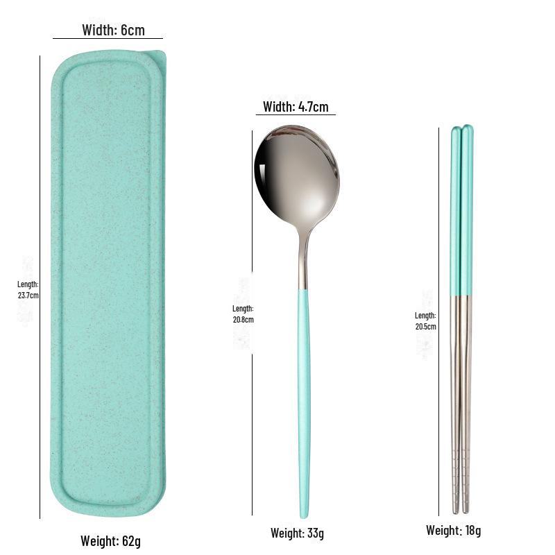 Набор переносной столовой посуды из нержавеющей стали: Палочки для еды, ложка, вилка — персонализированный подарок для студентов/путешественников с логотипом.