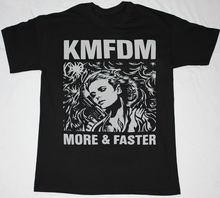 Vintage KMFDM BAND MORE & FASTER Cotton Black All Size Unisex T-Shirt Graphic Tee