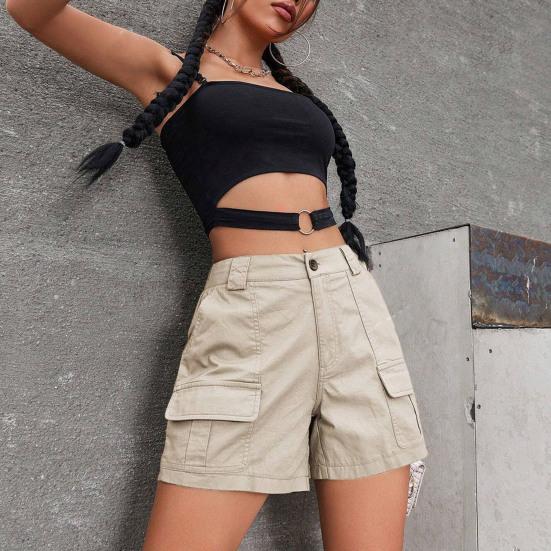 Женские шорты-карго, повседневные шорты-бермуды длиной до колена с карманами, летние мешковатые широкие штанины для походов