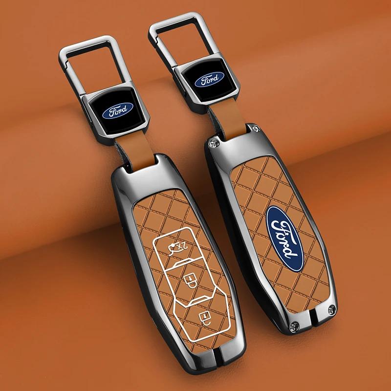 Car Sticker Hot For Ford Zinc Alloy Car Smart Key Case Cover Shell for Ford Focus 3 4 Ranger S C Max Explorer Edge Mustang Fiest
