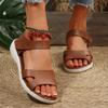 Foreign Trade Sandals Women's Summer New Fashion and Comfort Velcro Slope Heel Flat Bottom Casual Sandals European and American Large Size Women