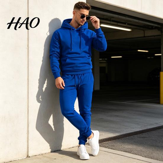 Fitness Clothes Hoodie Pants Two Piece Set for Men, Sports Hooded Sweatshirt Comfortable Men Sportswear & Drawstring Sweatpants, Fall Winter