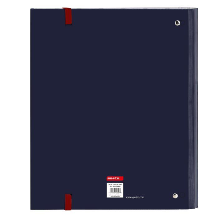 Classeur 4 anneaux - safta - 35 mm - 100 feuilles A4 - 27x3,5x32 cm - Bleu marine - Quadrillage 5x5 mm