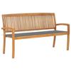 VidaXL Stackable Garden Bench and Cushion 159 Cm Solid Teak Wood