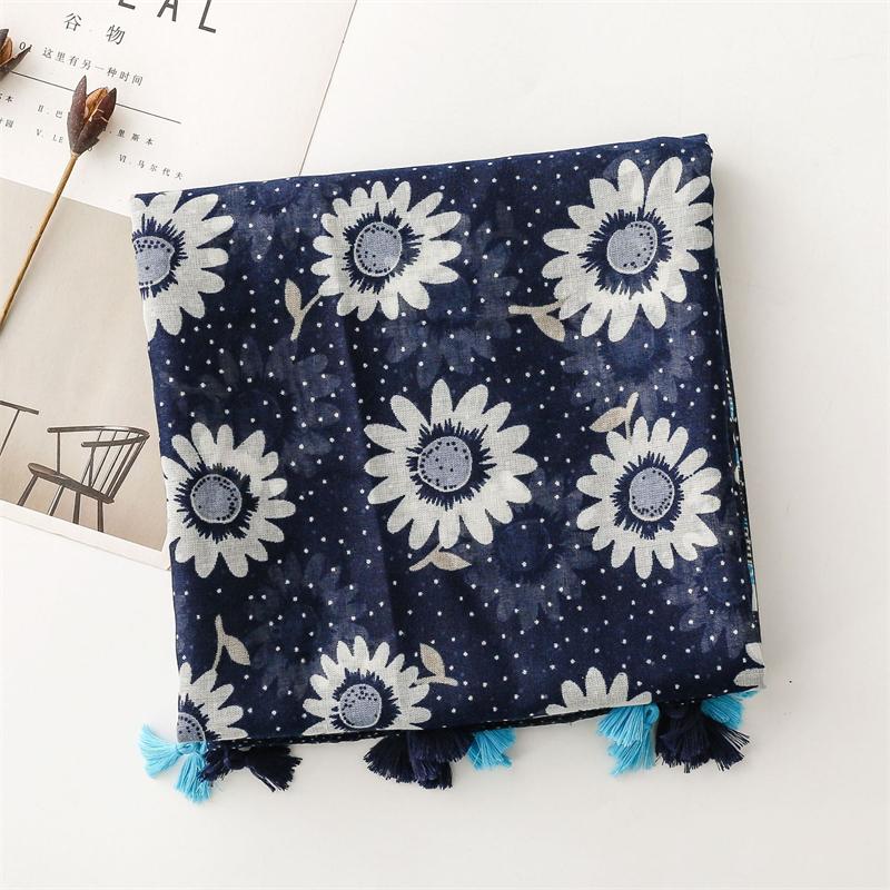 Роскошный Цветочный Женский Шарф Шаль Хлопок Лен На Ощупь Кисточки Пашмина Мусульманский Хиджаб Обёртка Леди Вискозный Шарф Фуляр